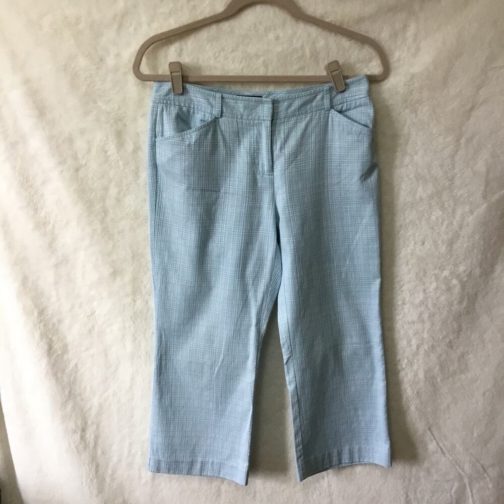 Ann Taylor Blue Pattern Crop Pants - Picture 2 of 11